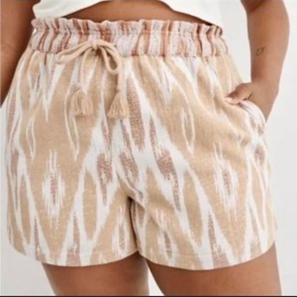 Aerie 100% cotton size small tribal tropical cotton tie waist shorts
